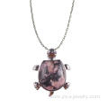 Wholesale Cute Turtle Rhodochrosite Stone Pendant Necklace